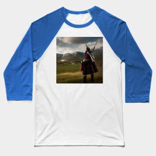 Scottish Highlander in Clan Tartan Baseball T-Shirt